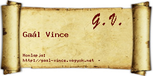Gaál Vince névjegykártya